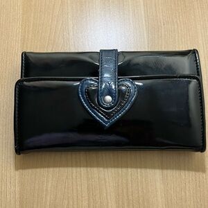 Vintage Killah (Miss Sixty) Black Patent Leather Wallet with Blue Heart Accent